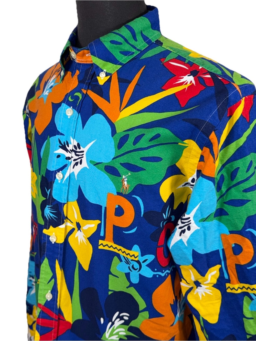 WILD POLO RALPH LAUREN AOP HIBISCUS HAWAIIAN BUTTON DOWN SHIRT SZ L
